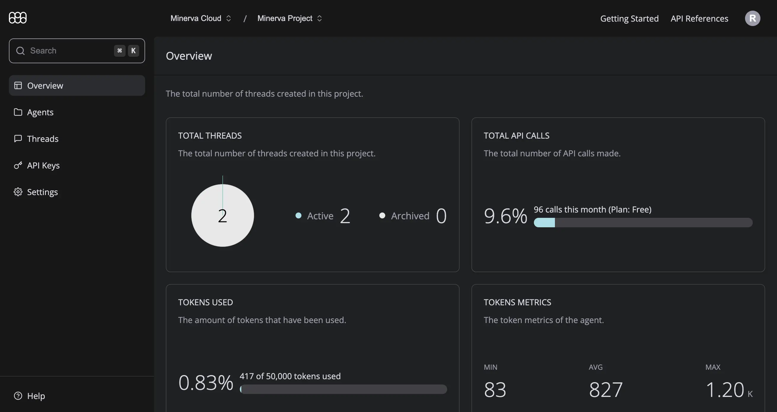 Minerva dashboard overview interface preview