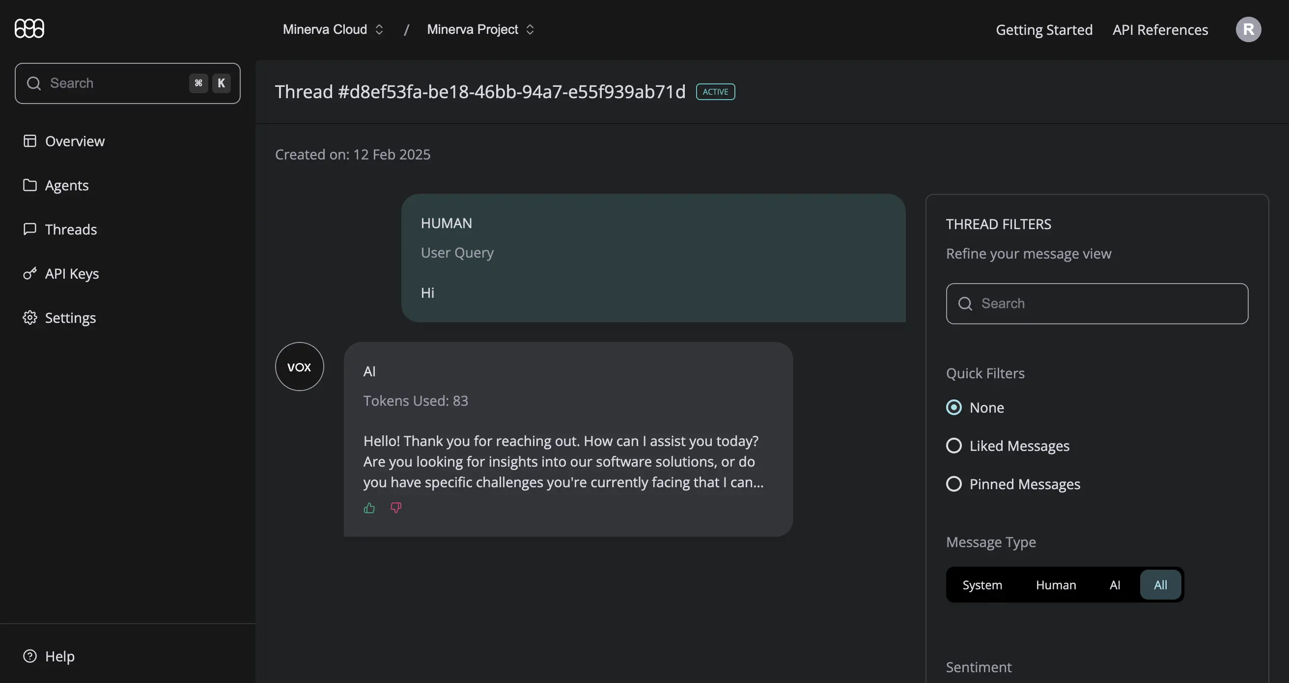 Minerva thread interface preview